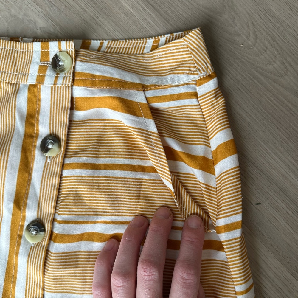 Striped Yellow Button-Down Skirt - Picture 3 of 7